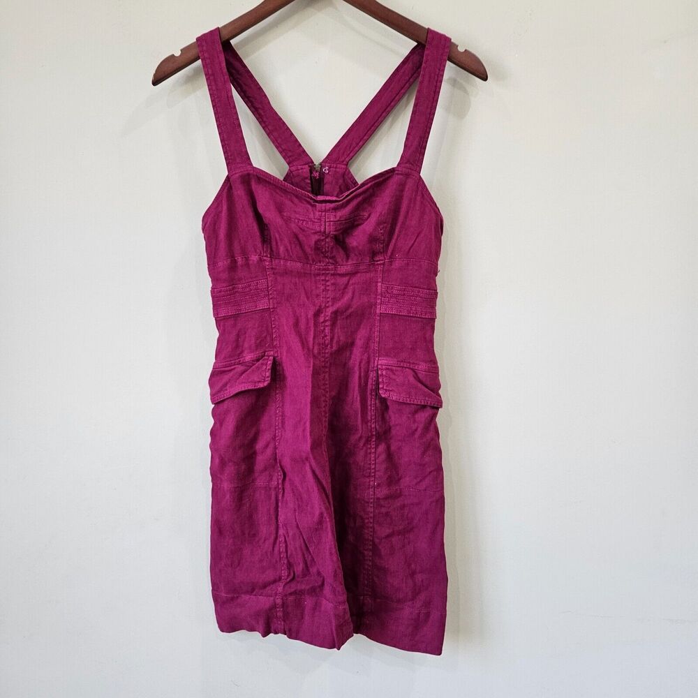 By Anthropologie Womens Cargo Mini Dress Pink Size 4 Utility Punk Grunge Y2K